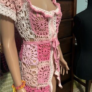 Handmade Crochet Pink Cardigan